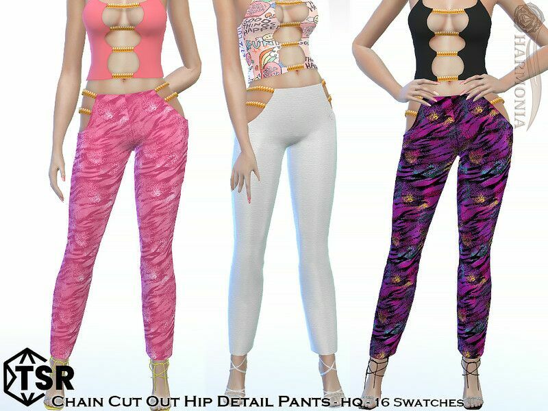 Chain Cut-Out Pants By Harmonia 1 Chain Cut-Out Pants By Harmonia Sims 4 CC