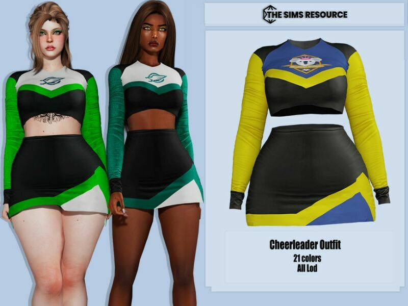 Cheerleader Outfit By Couquett 1 Cheerleader Outfit By Couquett Sims 4 CC