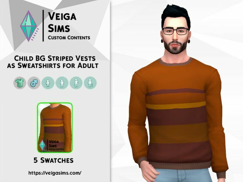 Child Base Game Striped Vest AS Sweatshirt For Adult 1 Child Base Game Striped Vest AS Sweatshirt For Adult Sims 4 CC