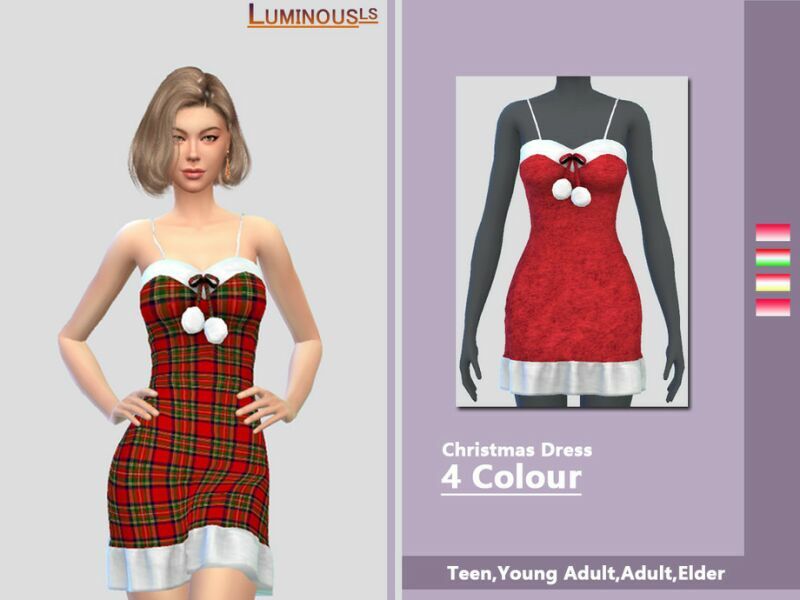 Christmas Dress By Luminousls 1 Christmas Dress By Luminousls Sims 4 CC
