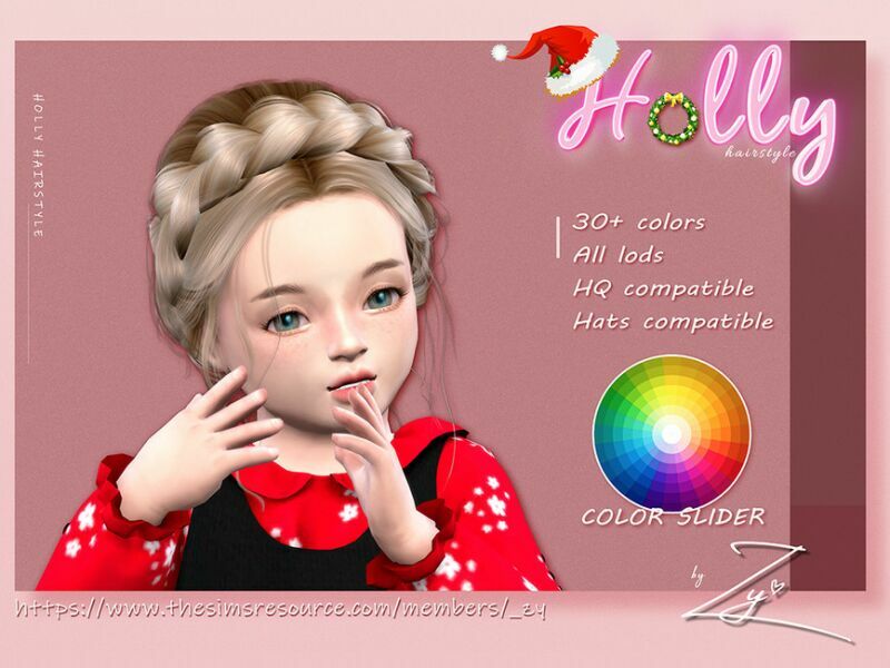 Christmas Holly Hairstyle For Toddlers By _ZY 1 Christmas Holly Hairstyle For Toddlers By _ZY Sims 4 CC