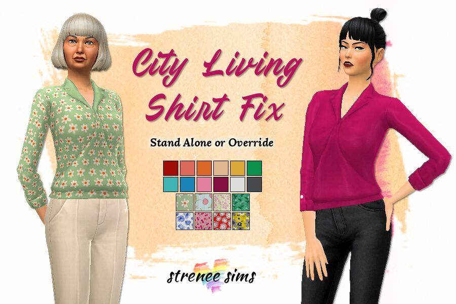 City Living Tucked Shirt FIX 1 City Living Tucked Shirt FIX Sims 4 CC