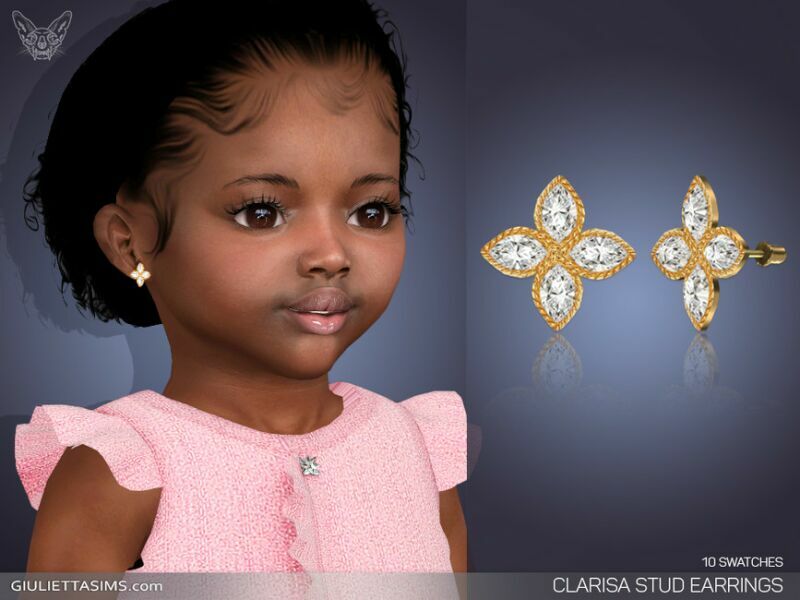 Clarisa Stud Earrings For Toddlers By Feyona 1 Clarisa Stud Earrings For Toddlers By Feyona Sims 4 CC