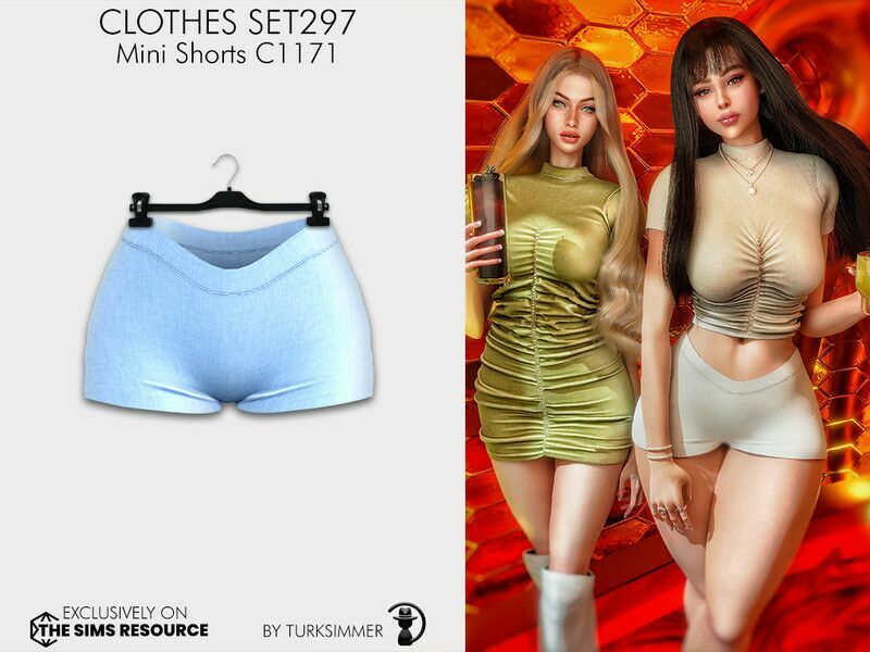 Clothes SET297 – Mini Shorts C1171 By Turksimmer 1 Clothes SET297 – Mini Shorts C1171 By Turksimmer Sims 4 CC
