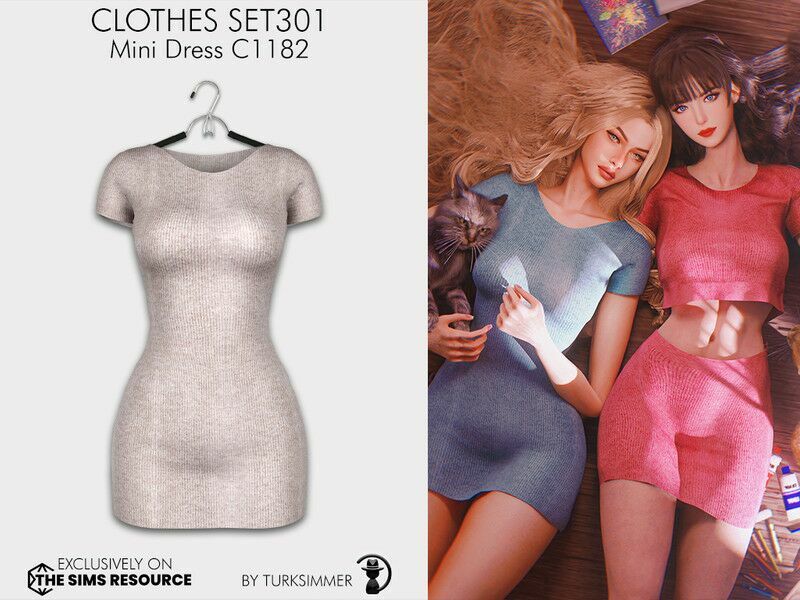 Clothes SET301 – Mini Dress C1182 By Turksimmer 1 Clothes SET301 – Mini Dress C1182 By Turksimmer Sims 4 CC