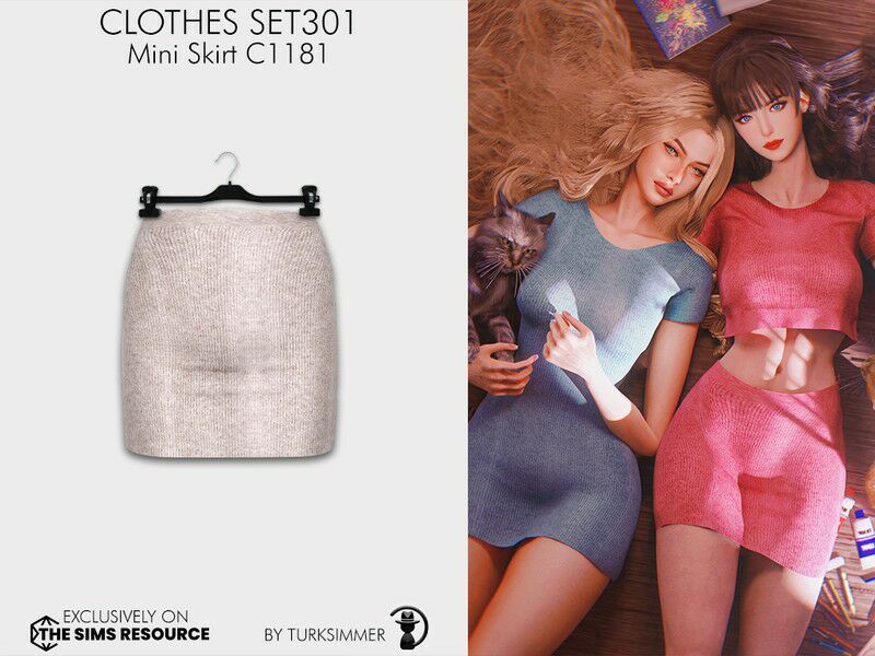 Clothes SET301 – Mini Skirt C1181 By Turksimmer 1 Clothes SET301 – Mini Skirt C1181 By Turksimmer Sims 4 CC