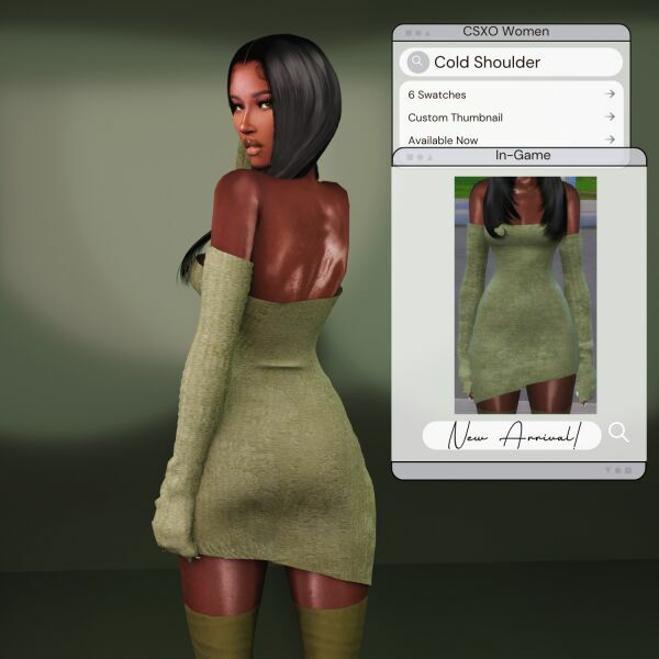 Cold Shoulder Dress 3 sims 4 cc cold shoulder dress 2