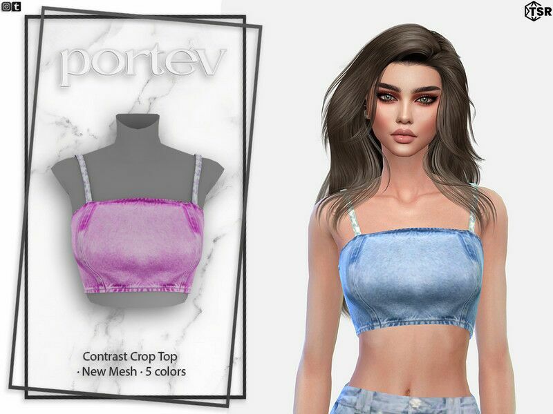 Contrast Crop TOP By Portev 1 Contrast Crop TOP By Portev Sims 4 CC