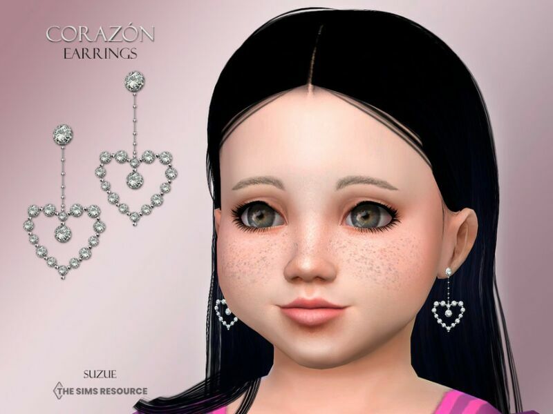 Corazon Earrings Toddler By Suzue 1 Corazon Earrings Toddler By Suzue Sims 4 CC