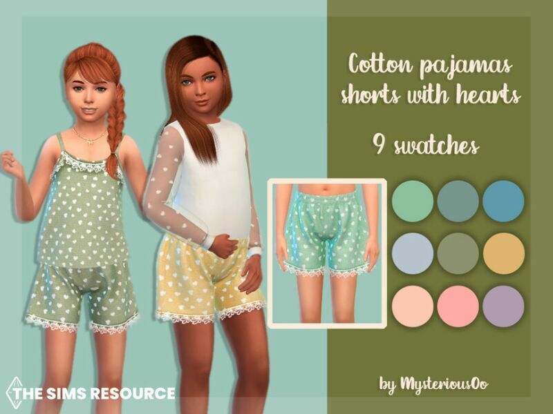 Cotton Pajamas Shorts With Hearts By Mysteriousoo 1 Cotton Pajamas Shorts With Hearts By Mysteriousoo Sims 4 CC