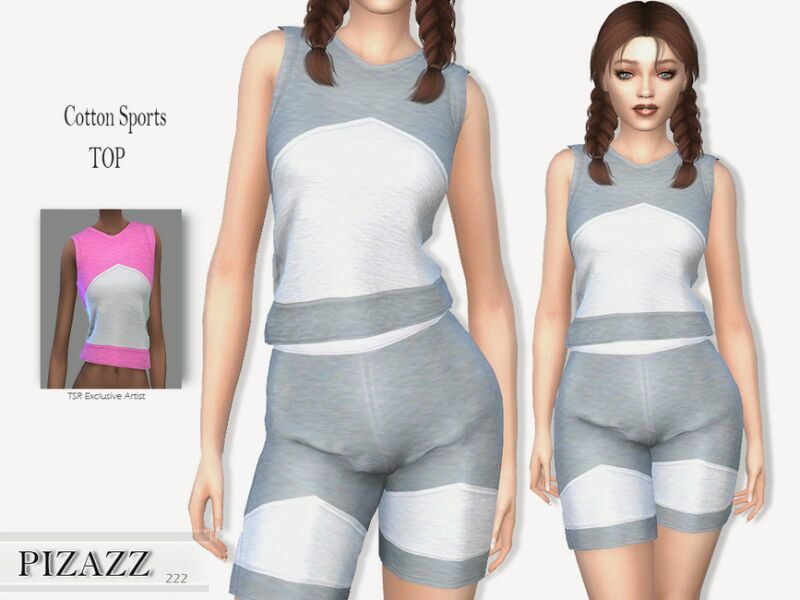 Cotton Sports TOP By Pizazz 1 Cotton Sports TOP By Pizazz Sims 4 CC