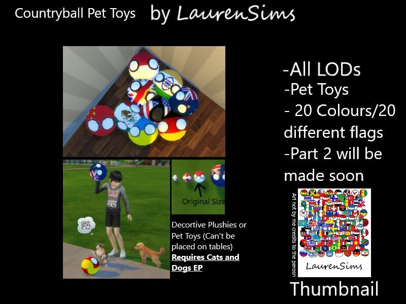 Countryball PET Toys OR Decorative Plushies By Laurensims 1 Countryball PET Toys OR Decorative Plushies By Laurensims Sims 4 CC