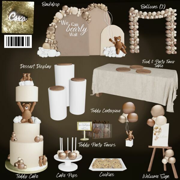 Cozy Bear Baby Shower Pack 1 Cozy Bear Baby Shower Pack Sims 4 CC