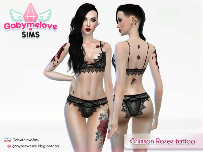 Crimson Roses Tattoo Pack 1 Crimson Roses Tattoo Pack Sims 4 CC