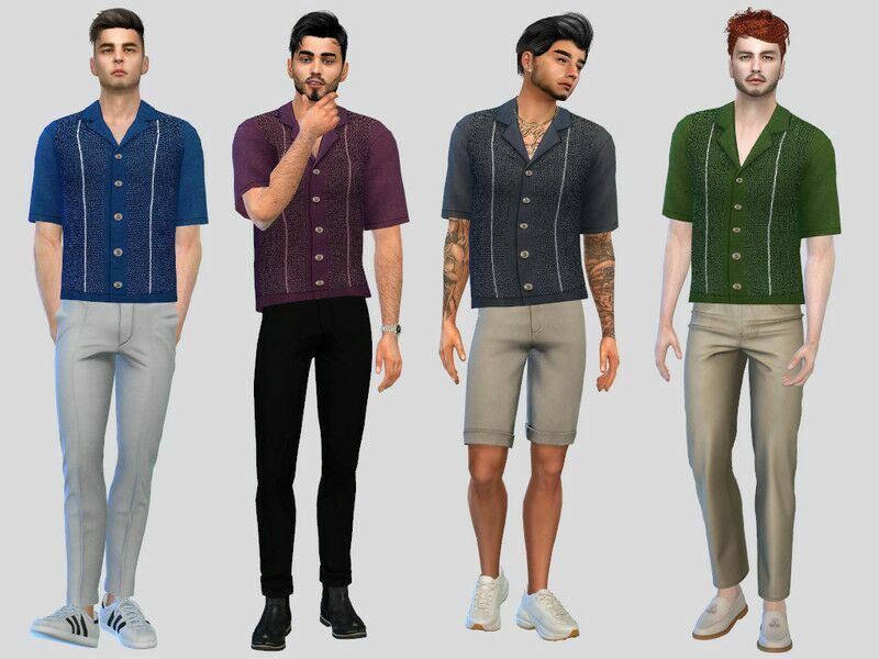 Crochet Buttoned Polo 1 Crochet Buttoned Polo Sims 4 CC