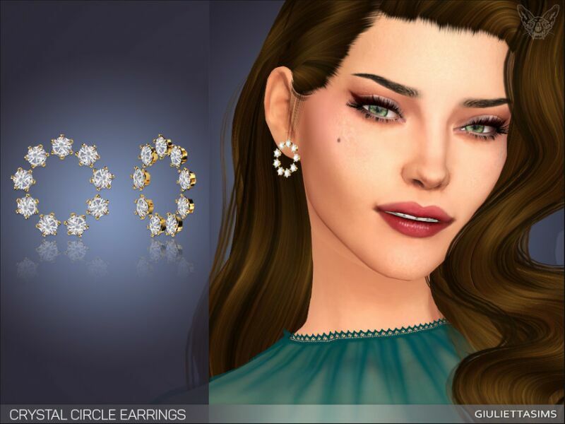 Crystal Circle Earrings By Feyona 1 Crystal Circle Earrings By Feyona Sims 4 CC
