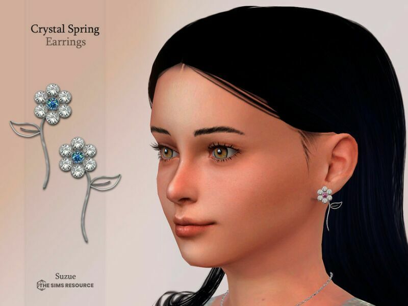 Crystal Spring Earrings Child By Suzue 1 Crystal Spring Earrings Child By Suzue Sims 4 CC