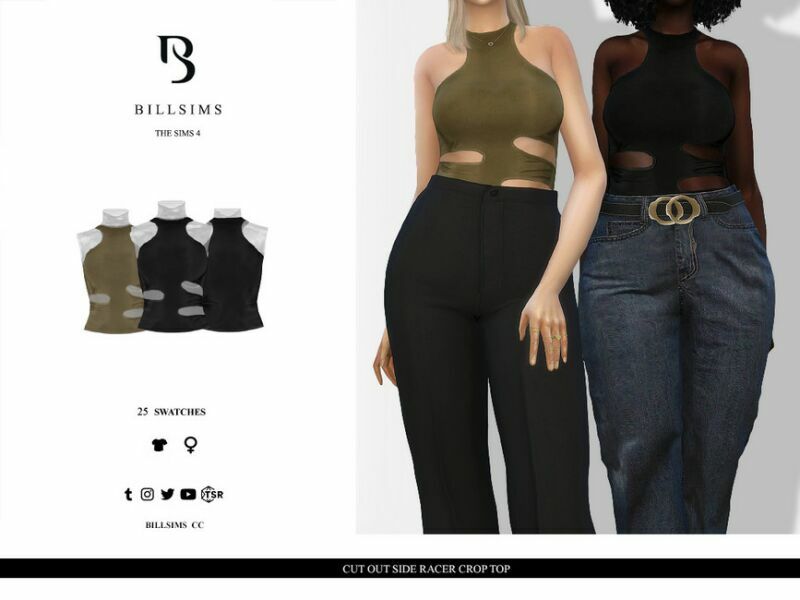 CUT OUT Side Racer Crop TOP 1 CUT OUT Side Racer Crop TOP Sims 4 CC