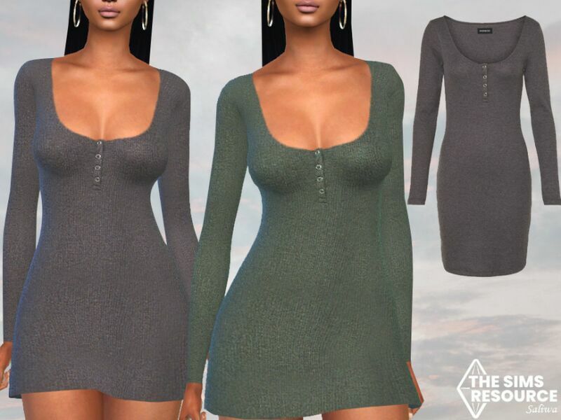 Deep Round Neck Jumper Dresses By Saliwa 1 Deep Round Neck Jumper Dresses By Saliwa Sims 4 CC