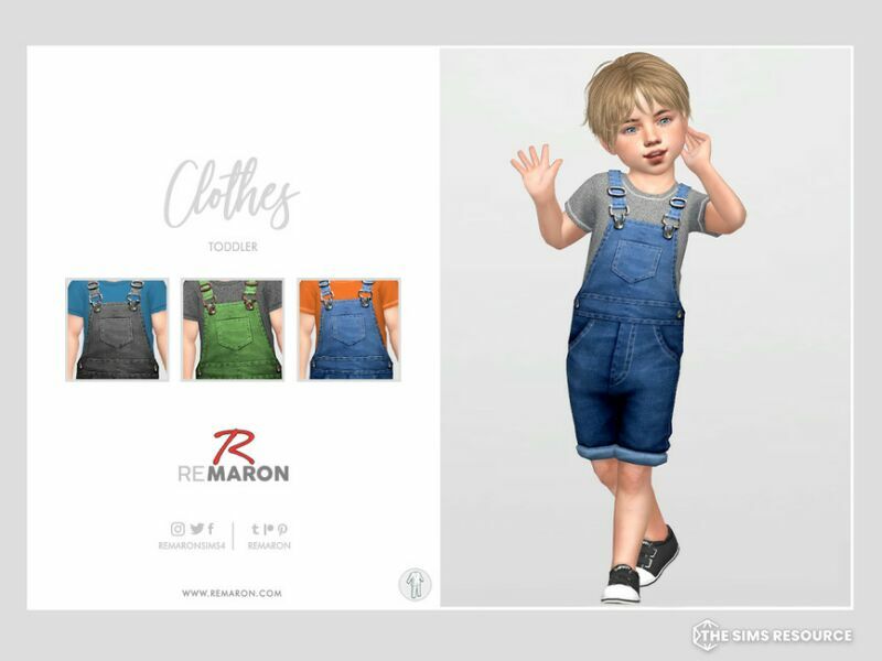Denim Jumpsuit 01 For Toddler By Remaron 1 Denim Jumpsuit 01 For Toddler By Remaron Sims 4 CC