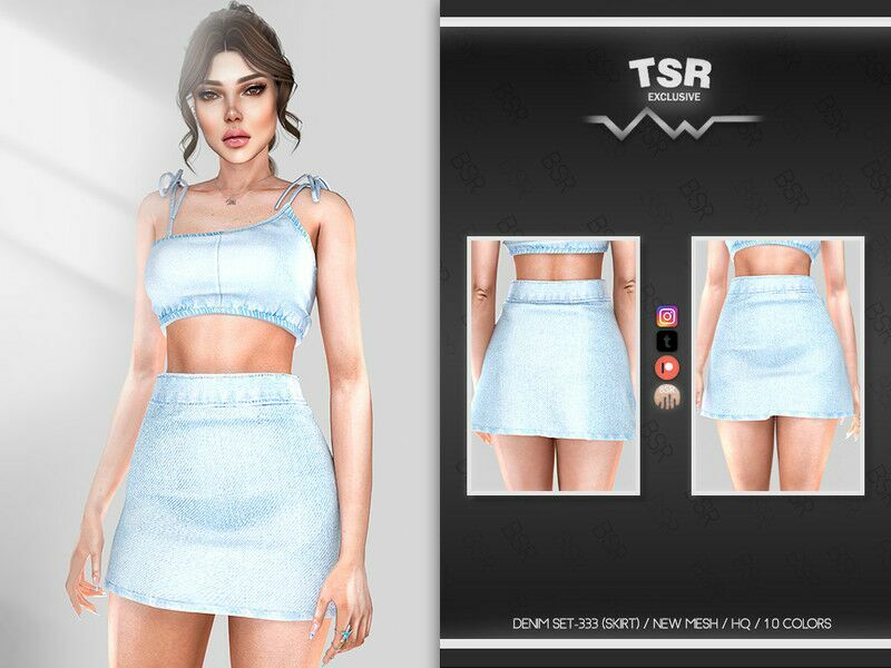 Denim SET-333 (Skirt) BD938 For / Everyday 1 Denim SET-333 (Skirt) BD938 For / Everyday Sims 4 CC