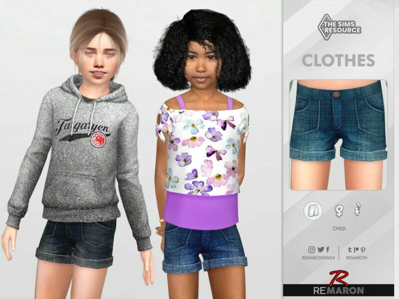 Denim Shorts For 01 Girls By Remaron 1 Denim Shorts For 01 Girls By Remaron Sims 4 CC