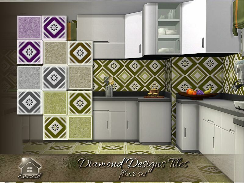 Diamond Designs Tiles Floor SET By Emerald 1 Diamond Designs Tiles Floor SET By Emerald Sims 4 CC