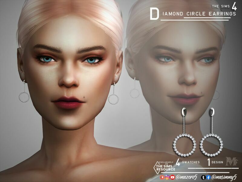 Diamonds Circle Earrings By Mazero5 1 Diamonds Circle Earrings By Mazero5 Sims 4 CC