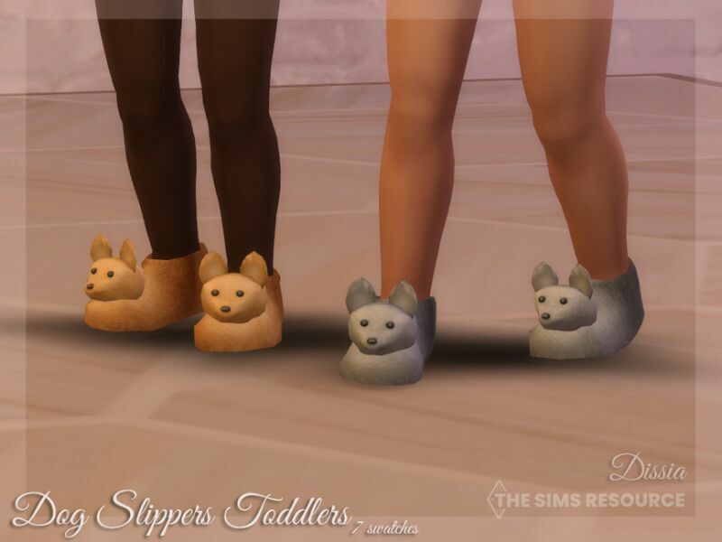 DOG Slippers Toddlers By Dissia 1 DOG Slippers Toddlers By Dissia Sims 4 CC