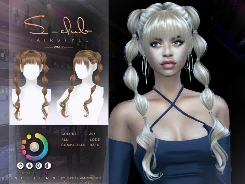 Double Braid Hair (Shasha) By S-Club 1 Double Braid Hair (Shasha) By S-Club Sims 4 CC