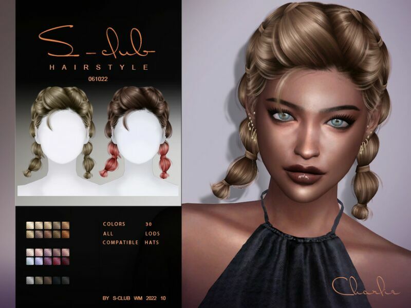 Double Braid Hairstyle (Charlie061022) By S-Club 1 Double Braid Hairstyle (Charlie061022) By S-Club Sims 4 CC
