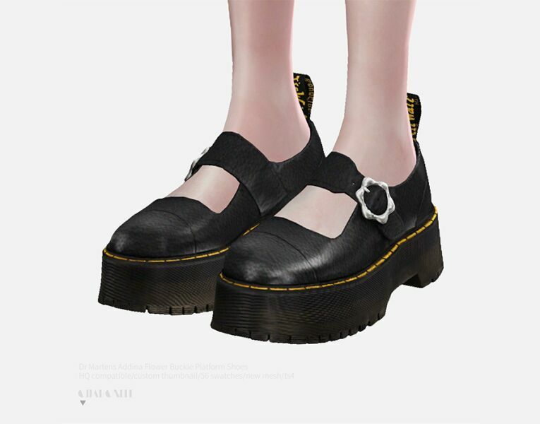 DR Martens Addina Flower Buckle Platform Shoes By Charonlee 1 DR Martens Addina Flower Buckle Platform Shoes By Charonlee Sims 4 CC