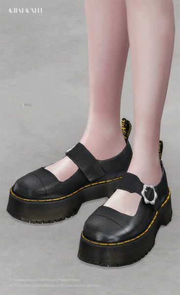DR Martens Addina Flower Buckle Platform Shoes By Charonlee 3 sims 4 cc dr martens addina flower buckle platform shoes by charonlee 2