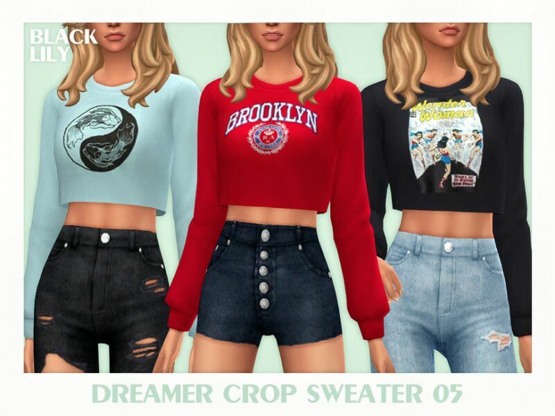Dreamer Crop Sweater 05 1 Dreamer Crop Sweater 05 Sims 4 CC