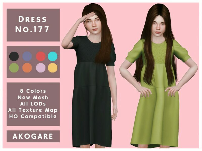 Dress NO.177 By _Akogare_ 1 Dress NO.177 By _Akogare_ Sims 4 CC