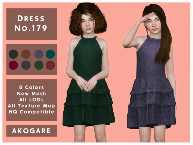 Dress NO.179 By _Akogare_ 1 Dress NO.179 By _Akogare_ Sims 4 CC