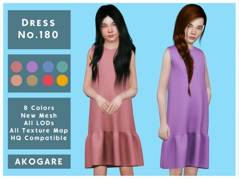 Dress NO.180 By _Akogare_ 1 Dress NO.180 By _Akogare_ Sims 4 CC