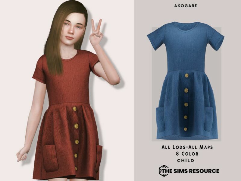 Dress NO.250 By _Akogare_ 1 Dress NO.250 By _Akogare_ Sims 4 CC