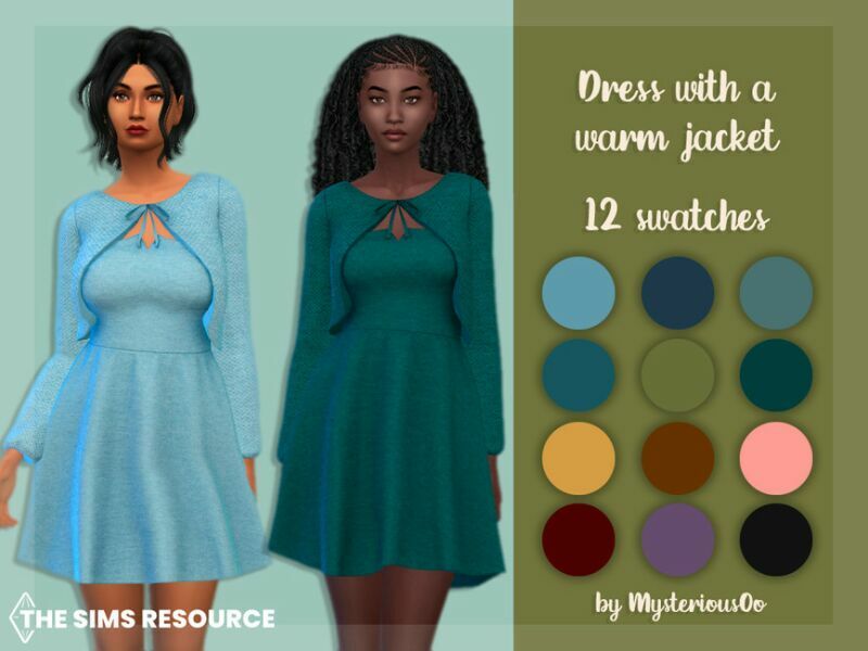 Dress With A Warm Jacket By Mysteriousoo 1 Dress With A Warm Jacket By Mysteriousoo Sims 4 CC