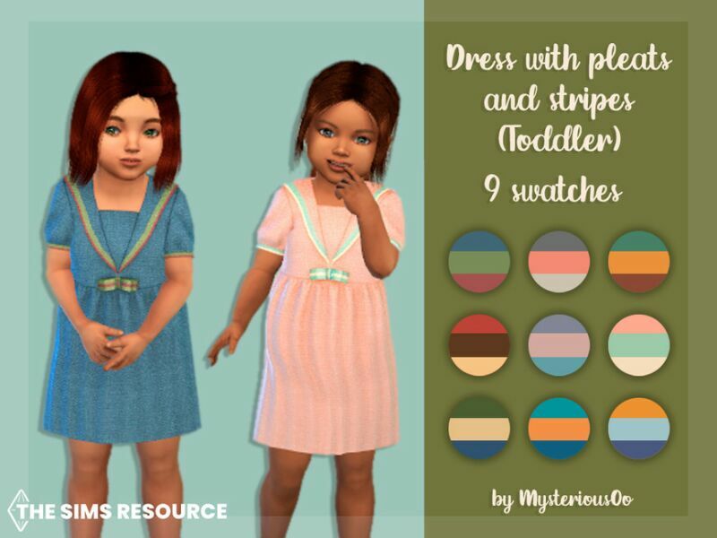 Dress With Pleats And Stripes Toddler By Mysteriousoo 1 Dress With Pleats And Stripes Toddler By Mysteriousoo Sims 4 CC