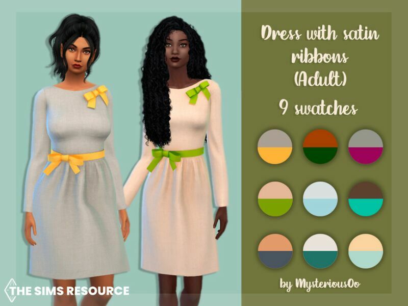 Dress With Satin Ribbons Adult By Mysteriousoo 1 Dress With Satin Ribbons Adult By Mysteriousoo Sims 4 CC