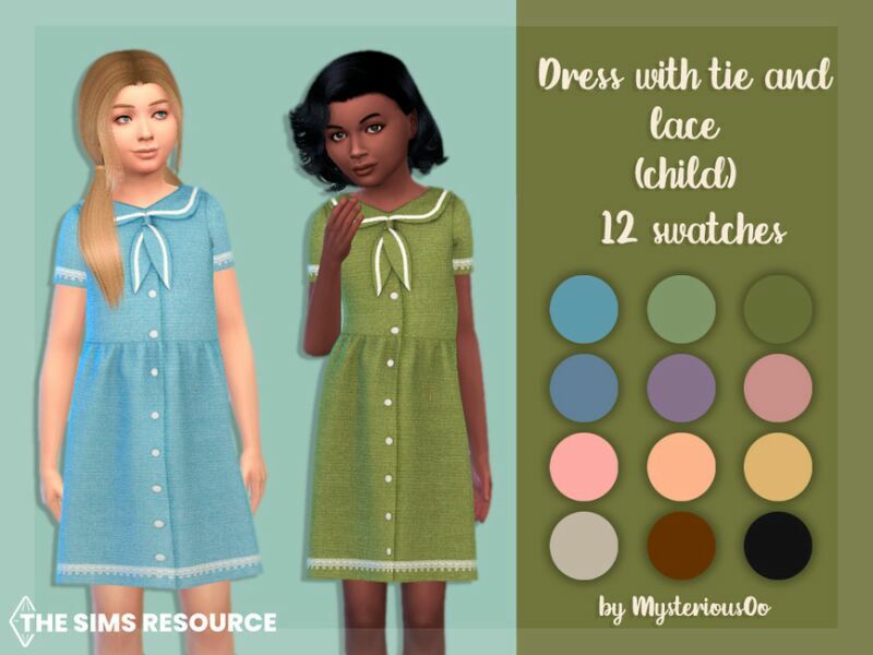 Dress With TIE SND Lace Child By Mysteriousoo 1 Dress With TIE SND Lace Child By Mysteriousoo Sims 4 CC