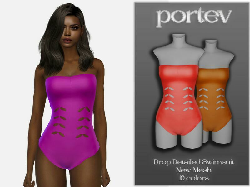 Drop Detailed Swimsuit By Portev 1 Drop Detailed Swimsuit By Portev Sims 4 CC