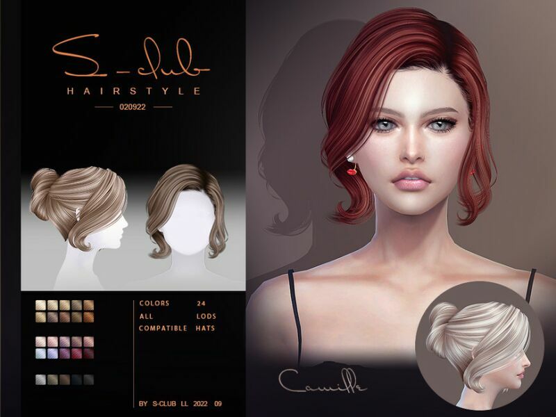 Elegante Updo Hairstyle (Camille020922) By S-Club 2 sims 4 cc elegante updo hairstyle camille020922 by s club 2