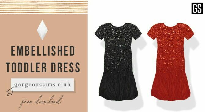 Embellished Toddler Dress 1 Embellished Toddler Dress Sims 4 CC