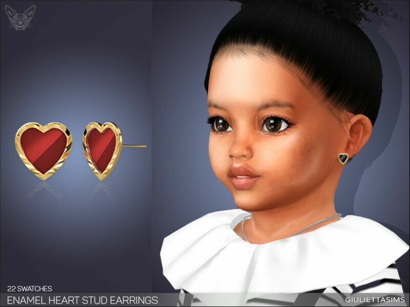 Enamel Heart Stud Earrings For Toddlers By Feyona 1 Enamel Heart Stud Earrings For Toddlers By Feyona Sims 4 CC