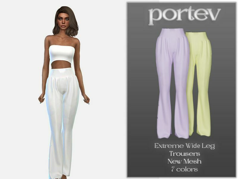 Extreme Wide LEG Trousers By Portev 1 Extreme Wide LEG Trousers By Portev Sims 4 CC
