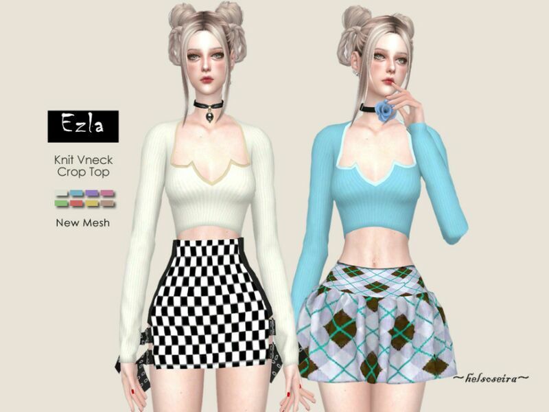 Ezla – Vneck TOP By Helsoseira 1 Ezla – Vneck TOP By Helsoseira Sims 4 CC