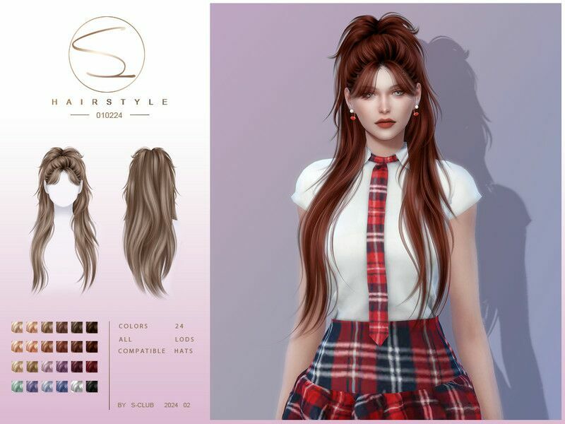 Fashion Ponytail Hairstyle 010224 1 Fashion Ponytail Hairstyle 010224 Sims 4 CC