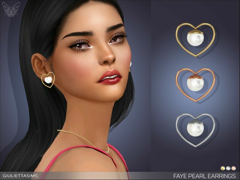 Faye Pearl Earrings By Feyona 1 Faye Pearl Earrings By Feyona Sims 4 CC